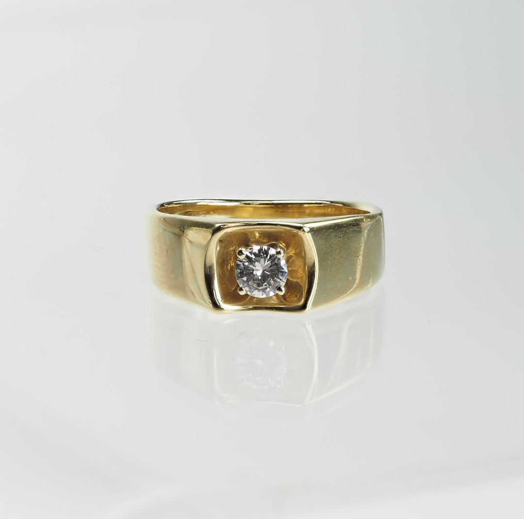 Vintage 14k Yellow Gold Wide Band Diamond Ring .25ct - Etsy