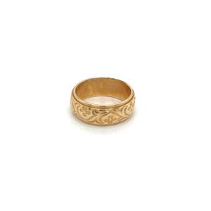 Vintage 14k Yellow Gold Wide Engraved Band