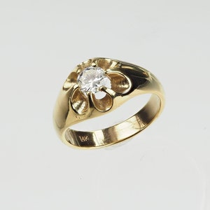 Vintage 1970s 14ky belcher diamond ring .63ct