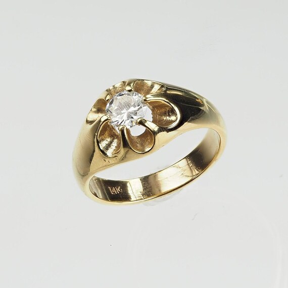 Vintage 1970s 14ky belcher diamond ring .63ct