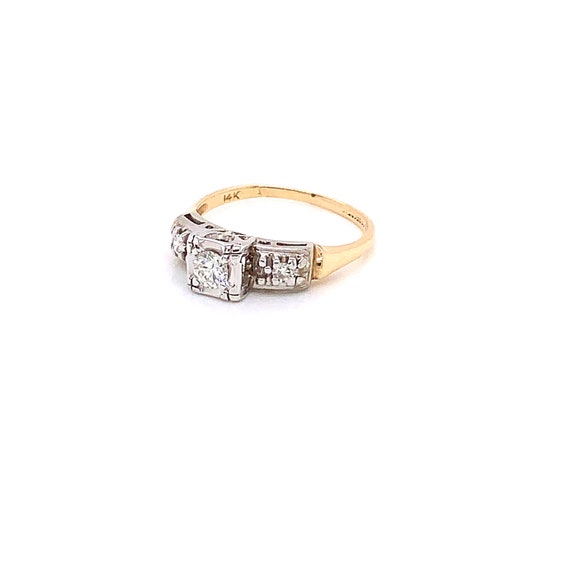 Vintage 1950's 3 stone diamond engagement ring .1… - image 6