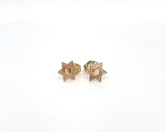 Vintage 14k Yellow Gold Star of David Earrings