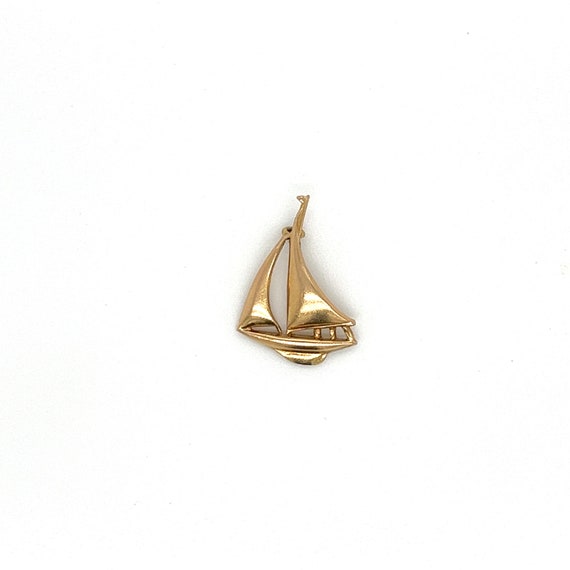 Vintage 14k yellow gold Boat Charm - image 2