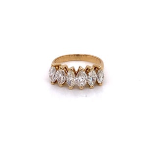 Vintage 14k yellow gold 6 marquise diamond wedding ring 1.81ct