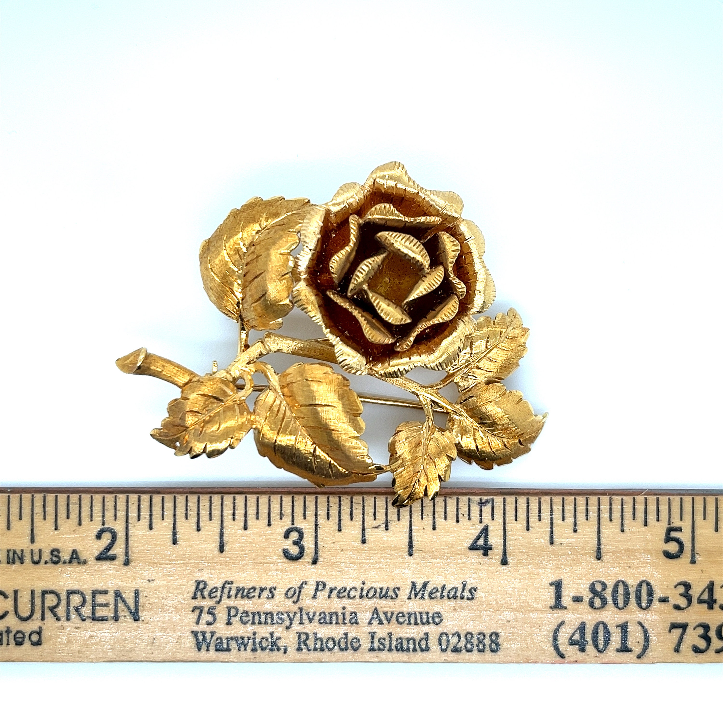 Single Rose Pin Vintage 18k Yellow Gold Rose Pin - Etsy
