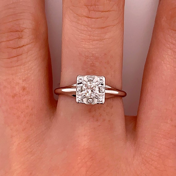 Vintage 1950's diamond solitaire engagement ring … - image 10