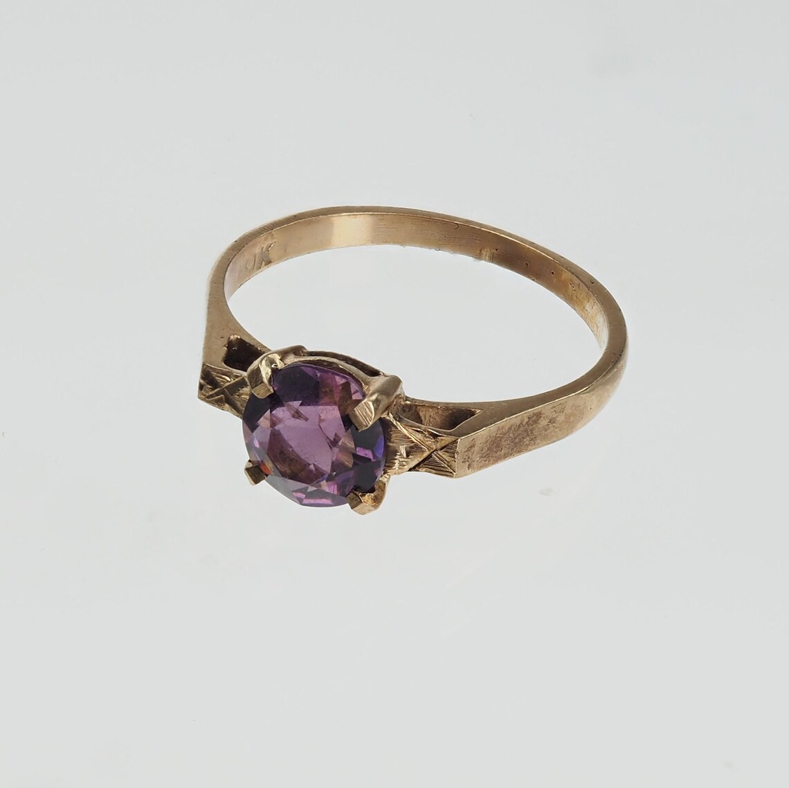 Vintage 1940s 10k Gold Purple Stone Ring Etsy