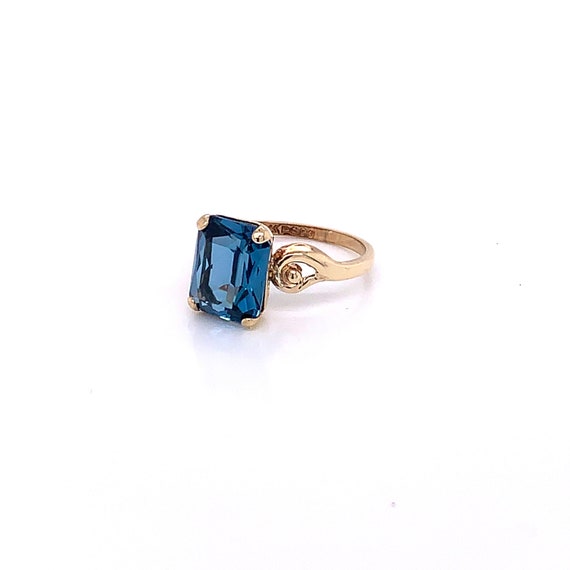 Vintage 1940's 10k yellow gold blue rectangular s… - image 3