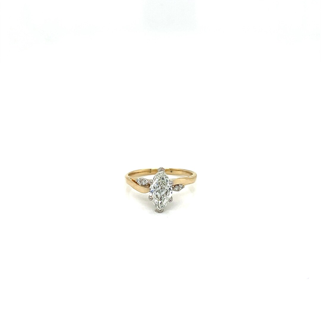 Vintage 14k Yellow Gold Marquise Diamond Engagement Ring .96ct - Etsy