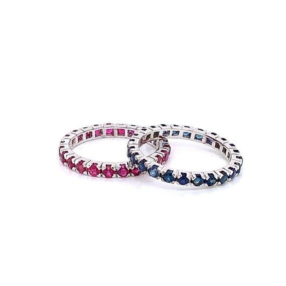 Vintage 1990's 18k white gold ruby eternity band … - image 4