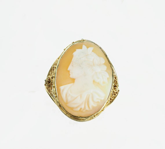 Vintage 1970's 14k Yellow Gold Cameo Ring