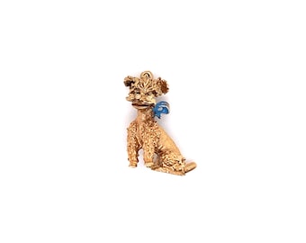 Dije vintage de caniche en oro amarillo de 14 quilates
