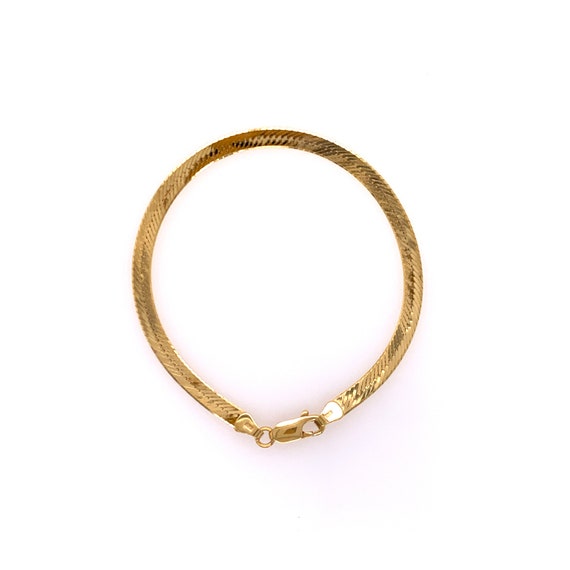 Vintage 1990's 14k yellow gold herringbone bracel… - image 6