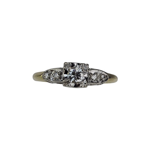 Vintage 1940s 14K 2-Tone Gold Diamond Engagement … - image 2