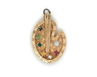Vintage 14k geelgouden verfpaletbedel