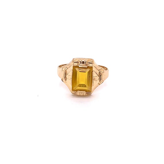 Vintage 1940's 10k yellow gold yellow stone ring