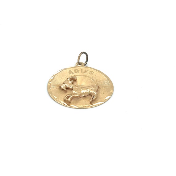 Vintage 14k yellow gold Aries Disc Charm - image 5