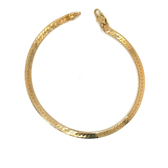 Vintage 14k yellow gold herringbone bracelet - image 2