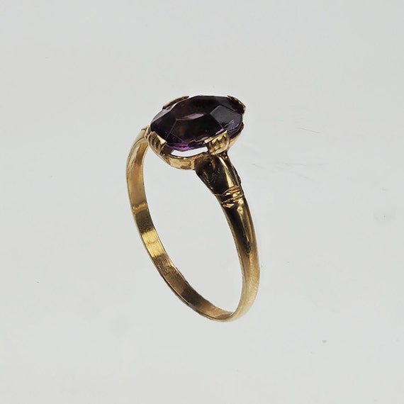 Vintage 1940s 10k gold purple stone ring - image 2