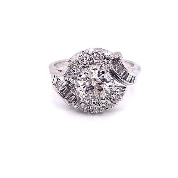 Vintage 1950’s 14k white gold diamond engagement … - image 1