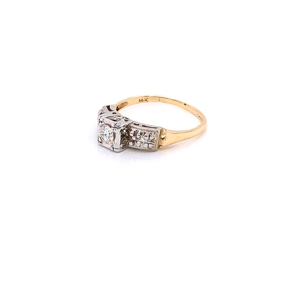 Vintage 1950's 3 stone diamond engagement ring .1… - image 7