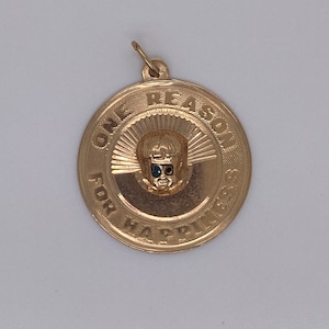 Vintage 14k yellow gold one reason for happiness girls head charm