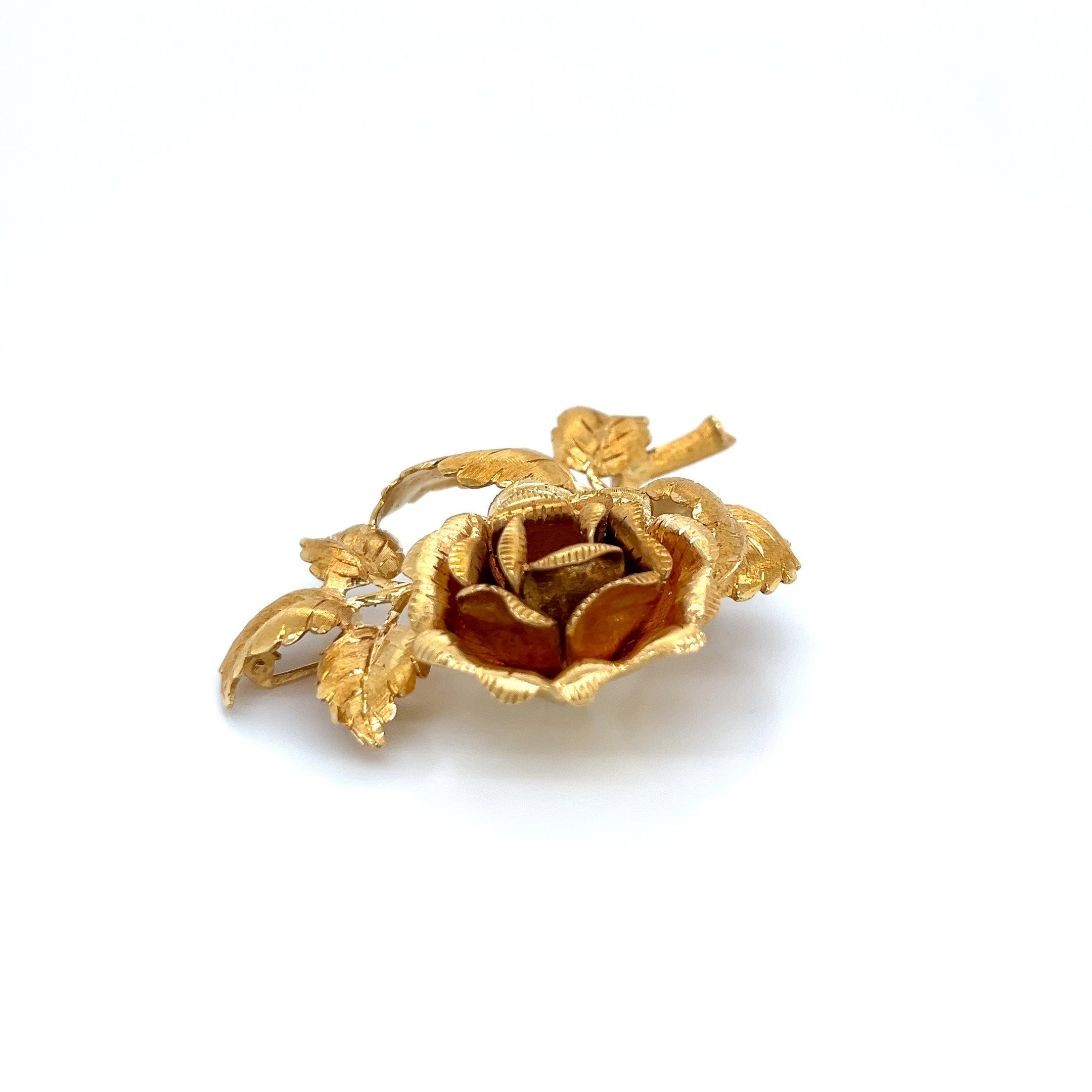 Single Rose Pin Vintage 18k Yellow Gold Rose Pin - Etsy
