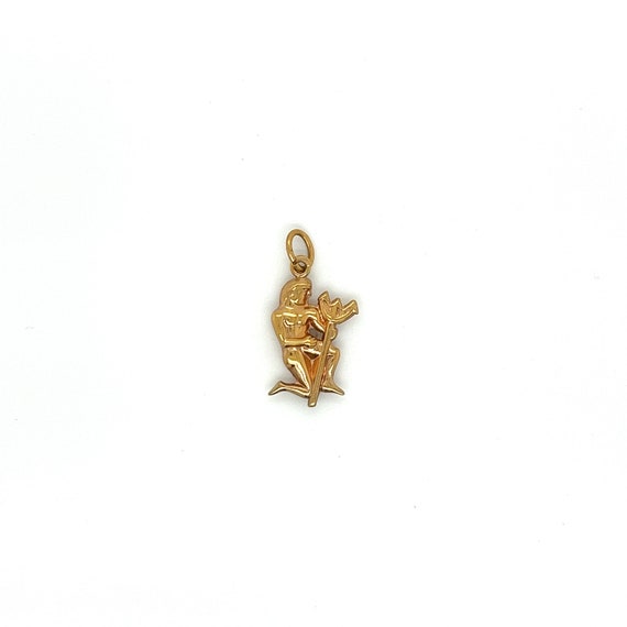 Vintage 14k yellow gold Kneeling Man with Pitchfork Charm View 2