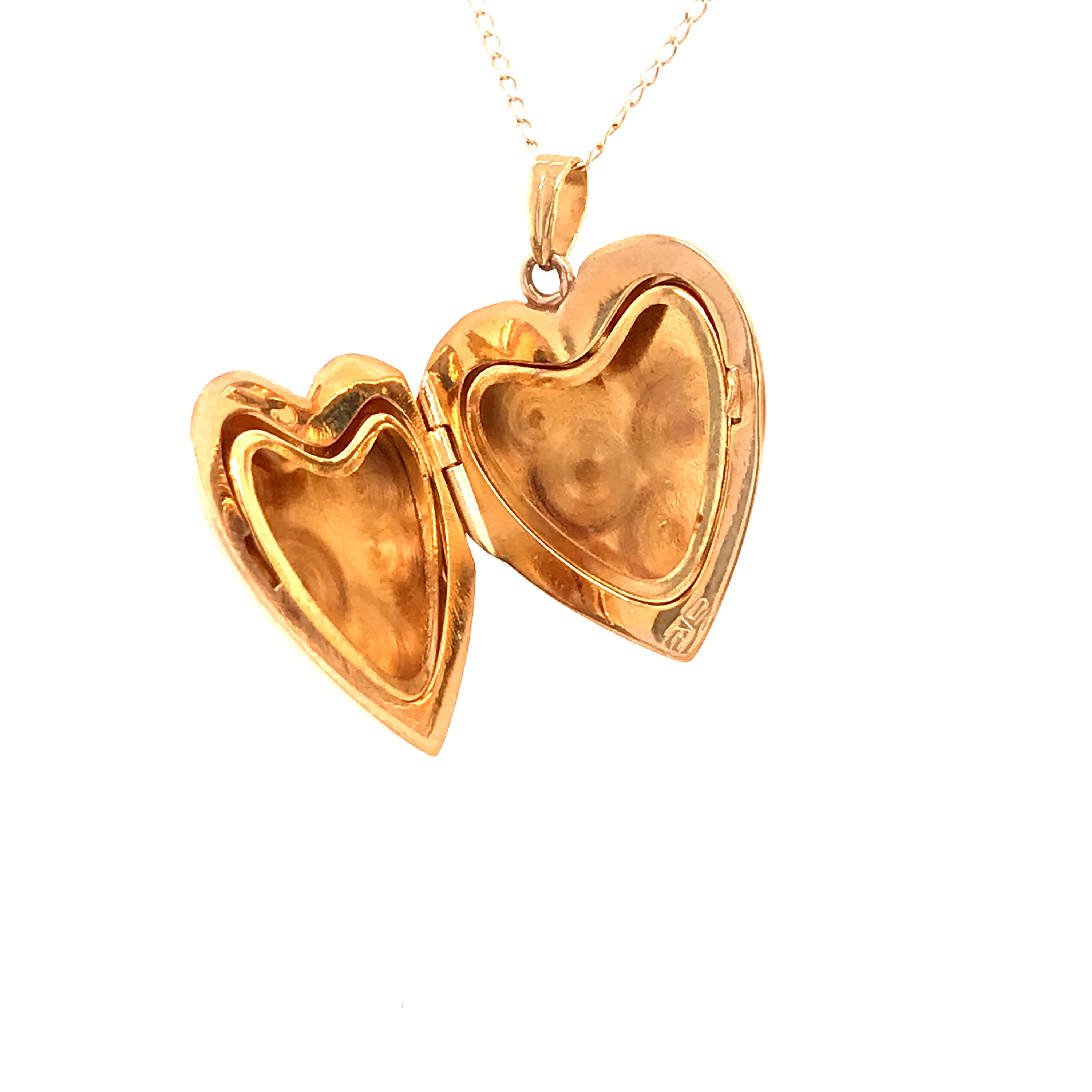 ヴィンテージ 1940 年代 10K イエロー ゴールド ハート ロケット