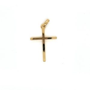 Vintage 18k Yellow Gold Solid Cross Charm