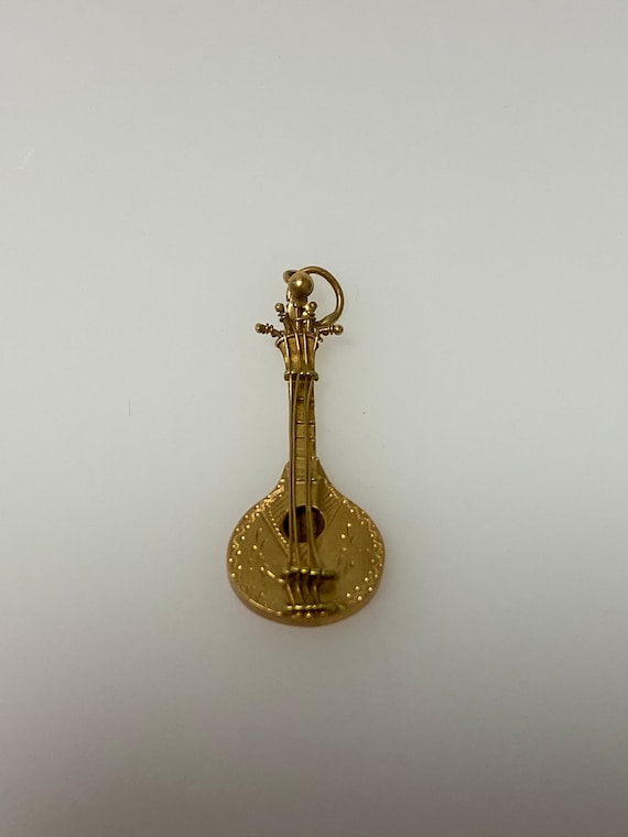 Vintage 14k yellow gold banjo/ ukulele charm - image 1