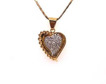 Gold Diamond Heart Pendant - Etsy