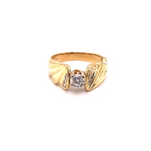 Vintage 1980’s 14k yellow gold wide band diamond ring .33ct