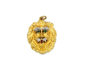 Echter 18 Karat Massiver Gelbgold Rubin Gestreifter Runder Medaillon Charm- Anhänger Im Angebot Bei Deutschland