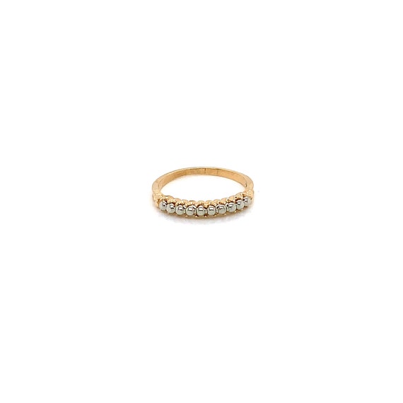 Vintage 1940's 14k 2-tone gold beaded wedding band - image 1