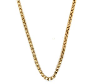 Vintage 18k Yellow Gold Long Italian Box Link Chain 36"
