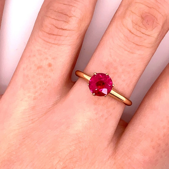 Vintage 1940's 10k yellow gold round ruby red sto… - image 7