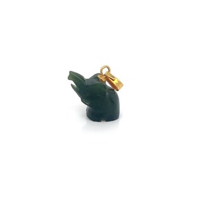 Vintage Nephrite Jade Carved Elephant Charm Pendant