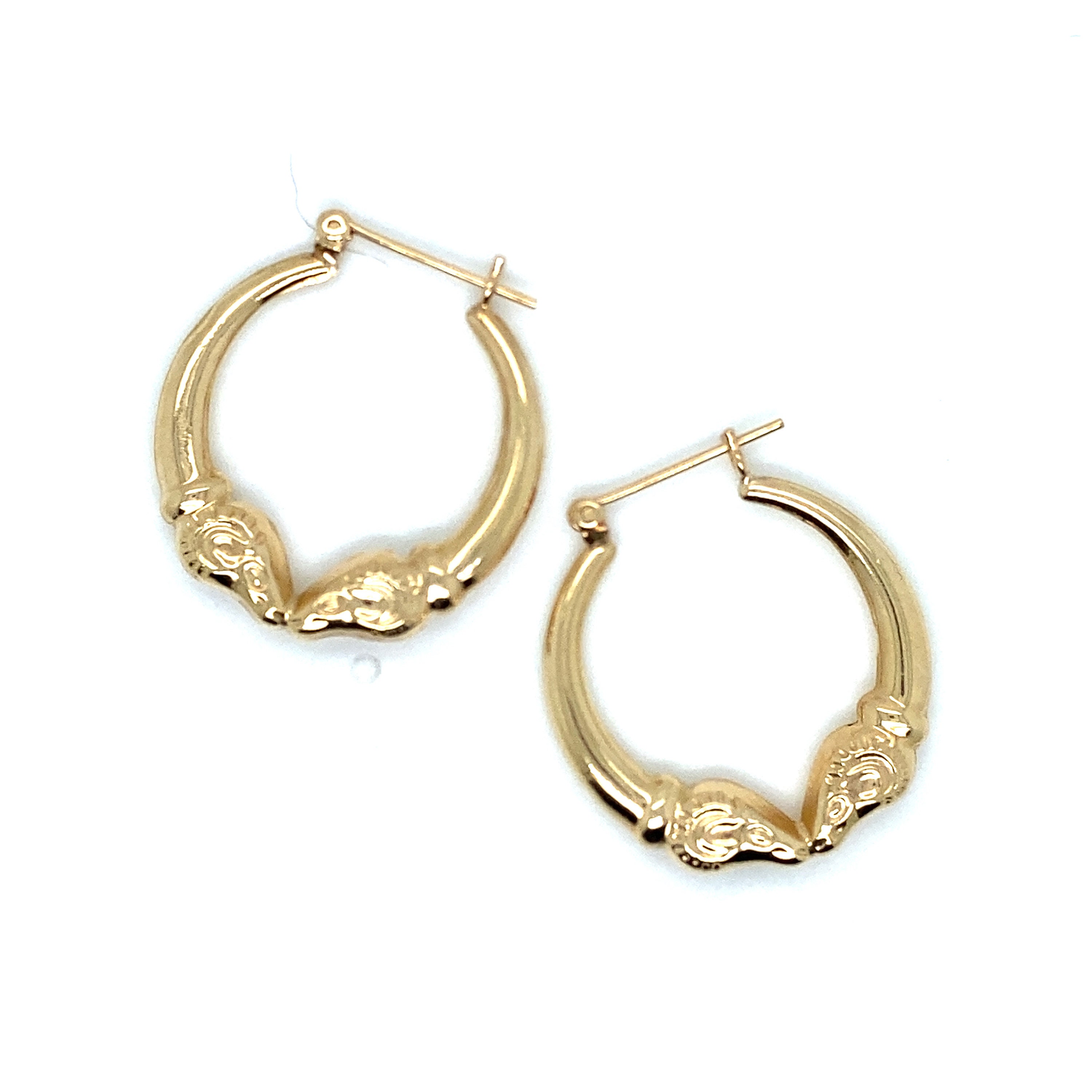 Vintage 14k Yellow Gold Pair Kissing Rams Hoop Earrings Etsy