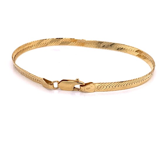 Vintage 1990's 14k yellow gold herringbone bracel… - image 3