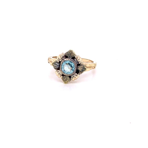 Vintage 1940's 10k yellow gold light blue stone s… - image 2