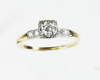 Vintage 1950's 14k Gold Diamond Engagement Ring .26ct