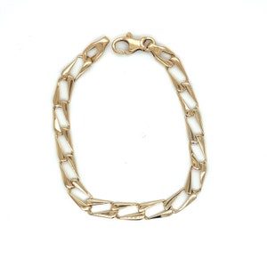 Vintage 14K Yellow Gold Flat Open Rectangle Link Gold Bracelet