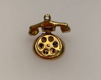 Vintage 14k Yellow Gold Rotary Telephone Charm