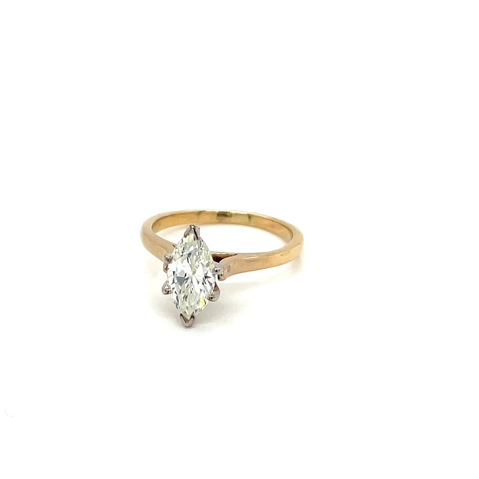 Vintage 14k Yellow Gold Marquise Diamond Engagement Ring .93ct - Etsy