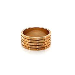 Vintage 14k Yellow Gold Wide 12 Sided &quot;Dodecagon&quot; Band