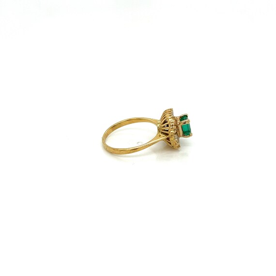 Vintage 18k yellow gold Emerald and Diamond Bague… - image 6