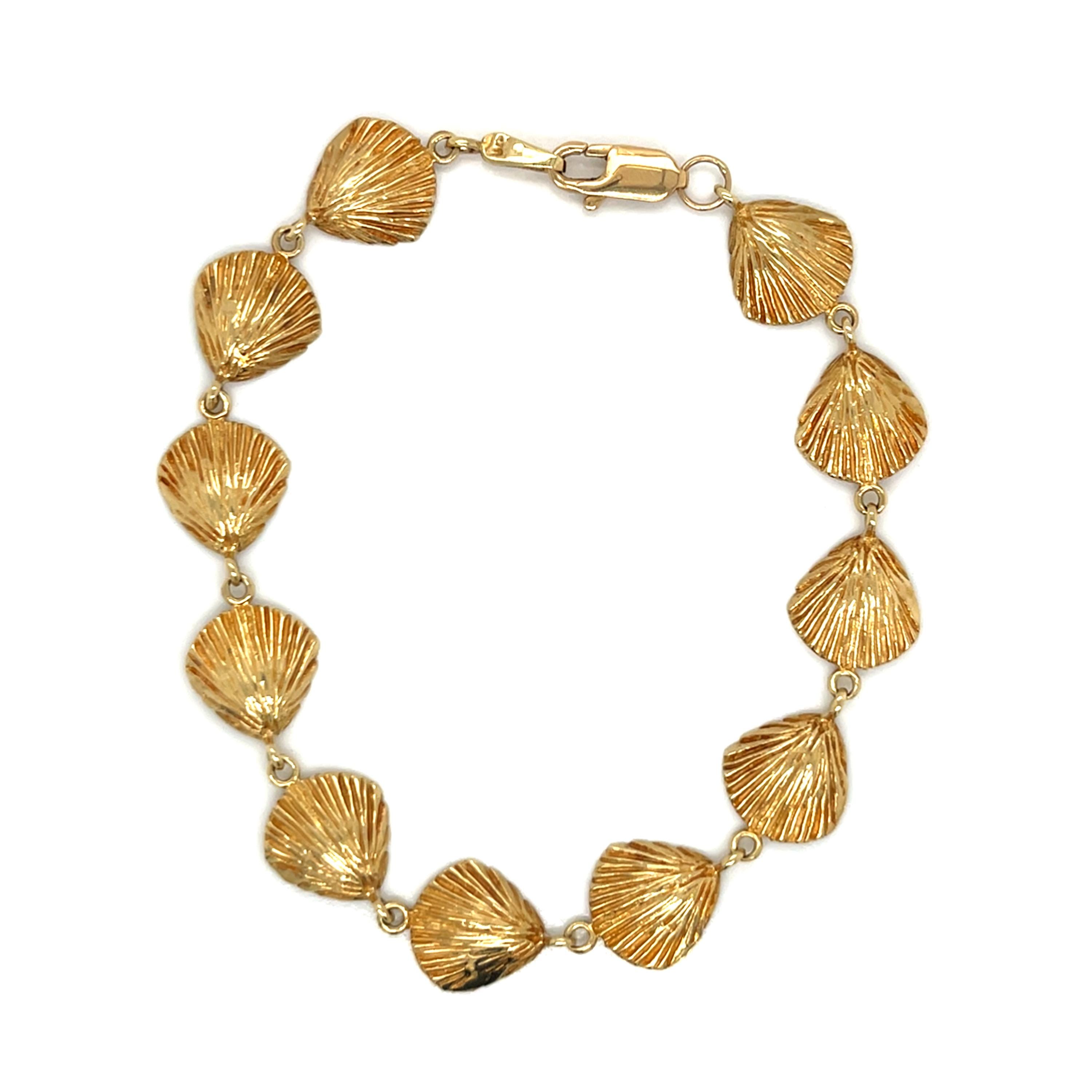 Vintage 14k Yellow Gold Seashell Bracelet - Etsy