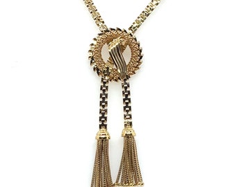 Collar vintage con borlas retro en oro amarillo de 14 quilates