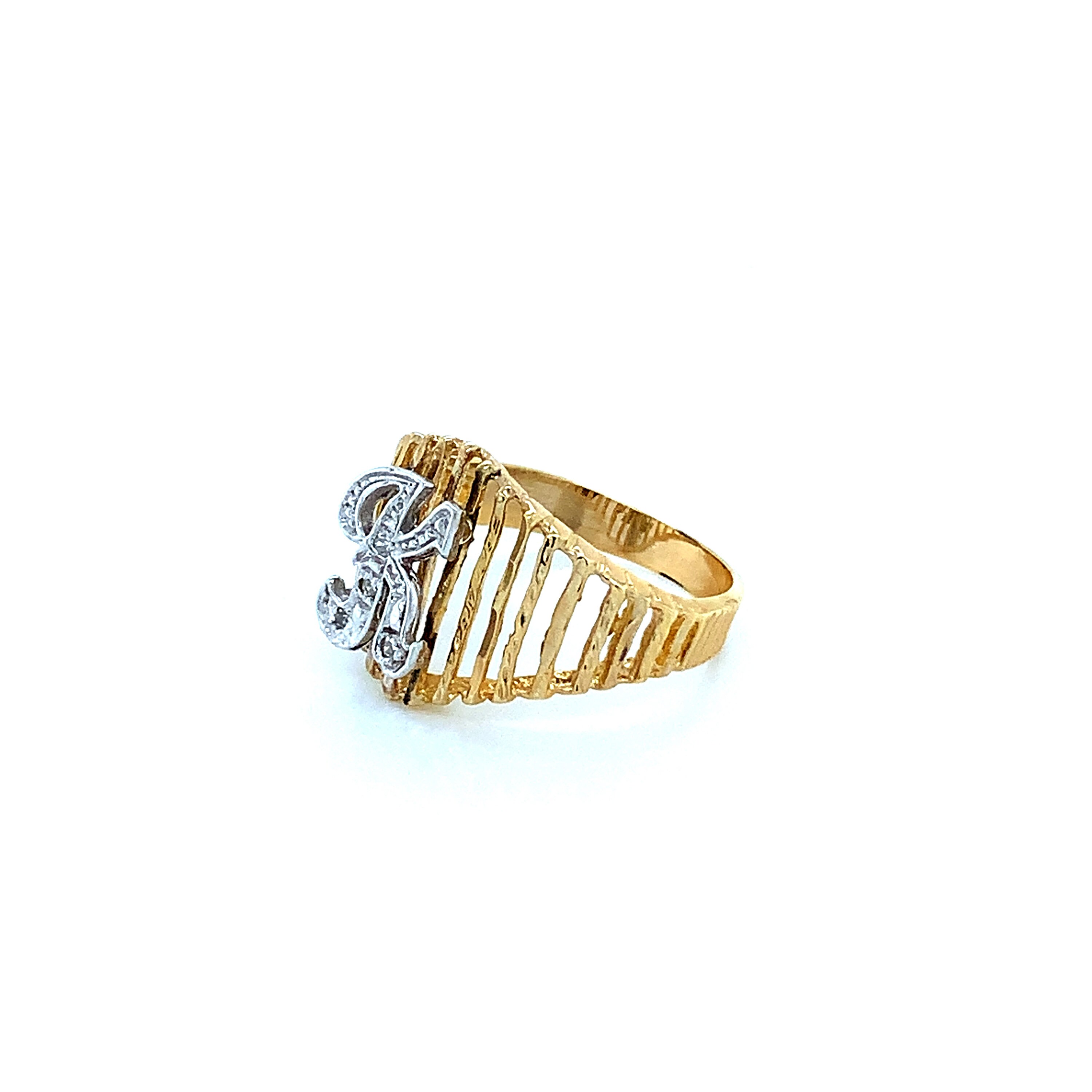 Vintage 14K Yellow Gold Diamond Initial K Signet Ring - Etsy